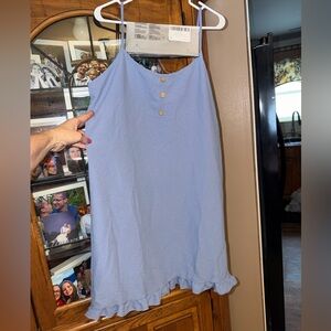 NEW NWT XL Sweet Light Blue Dress with Ruffle Hem. Lightweight. Adjustable